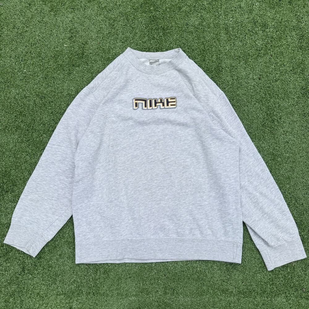 Nike Vintage Y2K Gray Crewneck Sweatshirt Youth XL 18-20 Embroidered Spellout